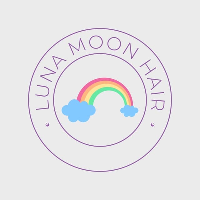 The cartoon luna moon hair dye logo